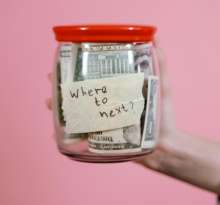 Money in a jar for vacation